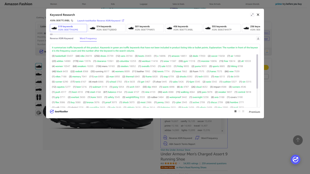 Tool4seller keyword frequency