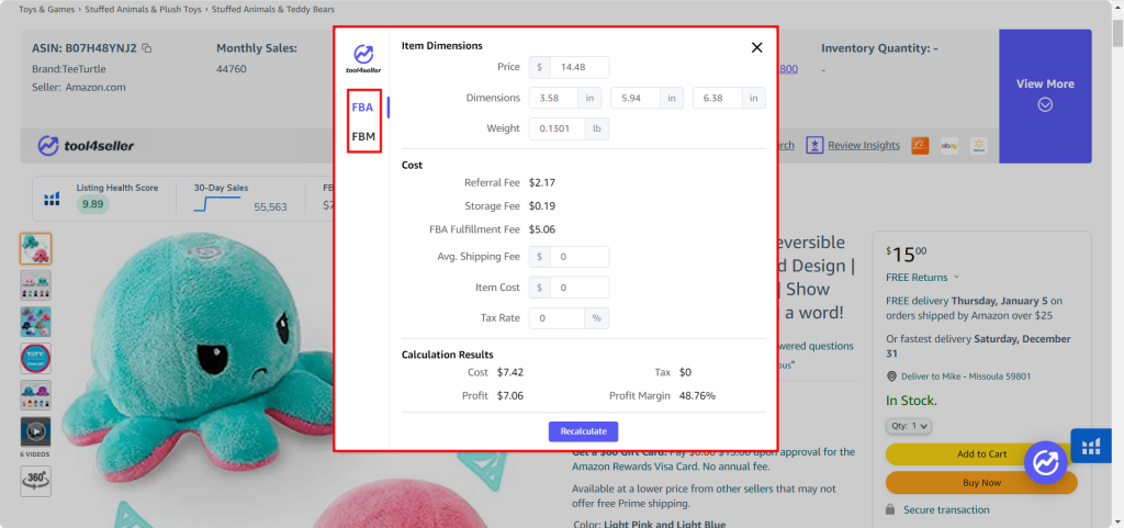 tool4seller profit calculator