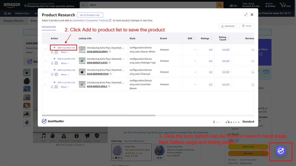 Tool4seller product list for product research